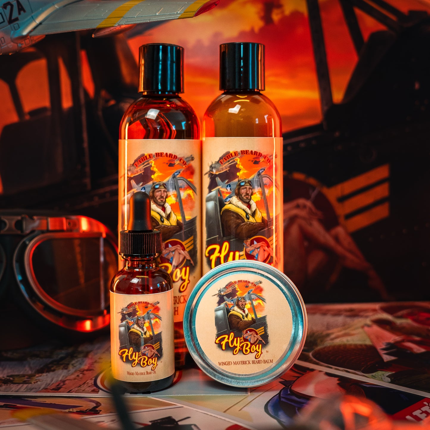Flyboy - Complete Balm Kit - Vintage Barbershop, Officer's Whiskey Reserve, Spiced Clove Ember