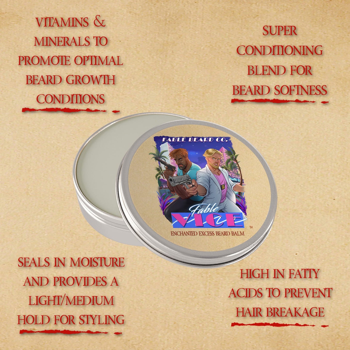 Fable Vice - Beard Balm - Oceanfront Breeze, Golden California Citrus, Polished Coastal Woods