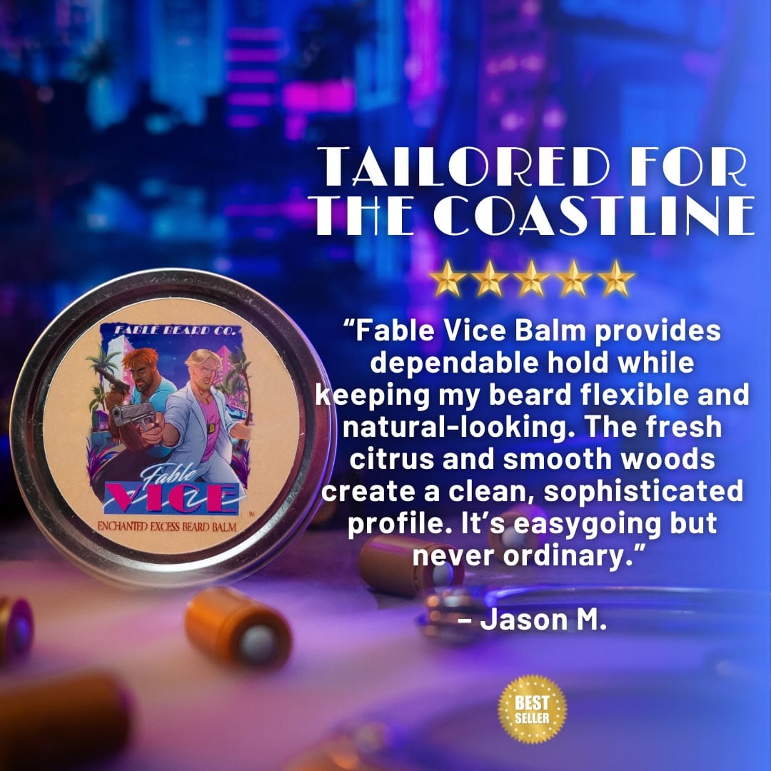 Fable Vice - Beard Balm - Oceanfront Breeze, Golden California Citrus, Polished Coastal Woods