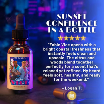 Fable Vice - Beard Oil - Oceanfront Breeze, Golden California Citrus, Polished Coastal Woods