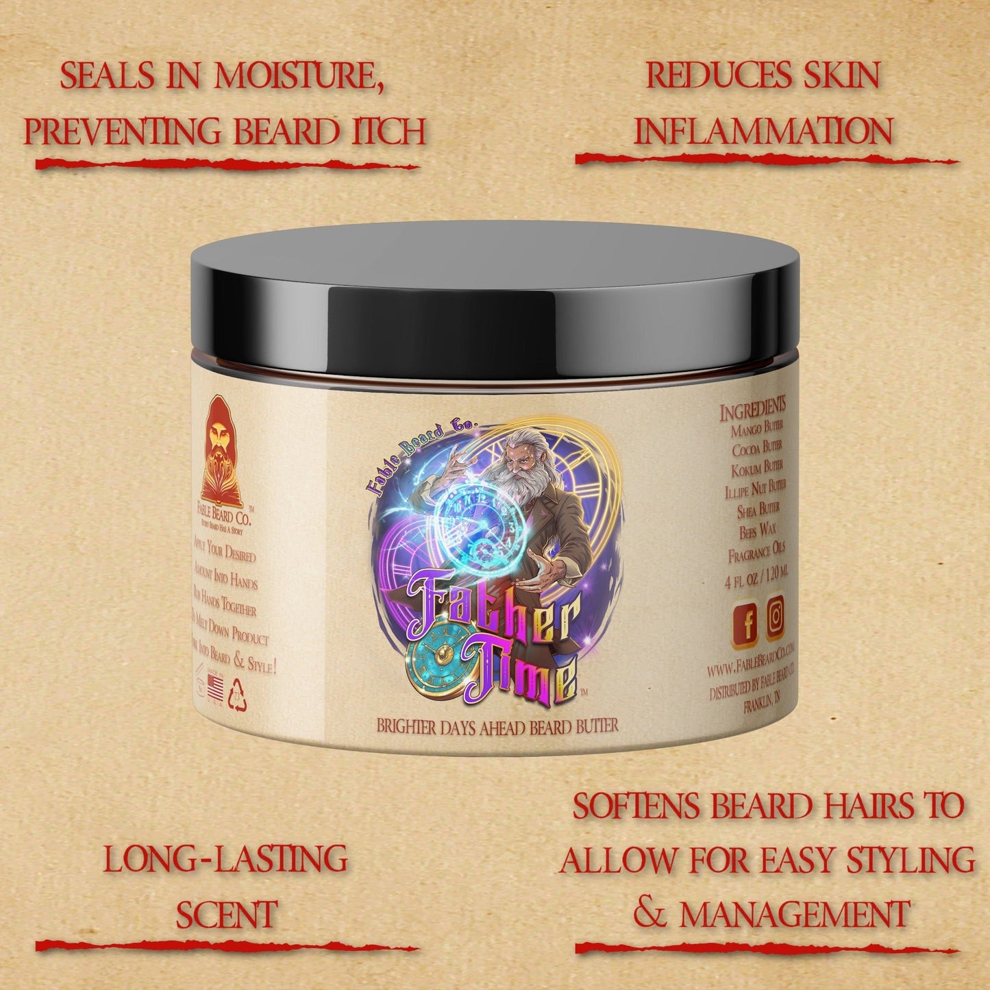 Father Time - Beard Oil & Butter Kit - Musky Ambergris, Earthy Moss, Coconut Milk, and Ripe Apricot