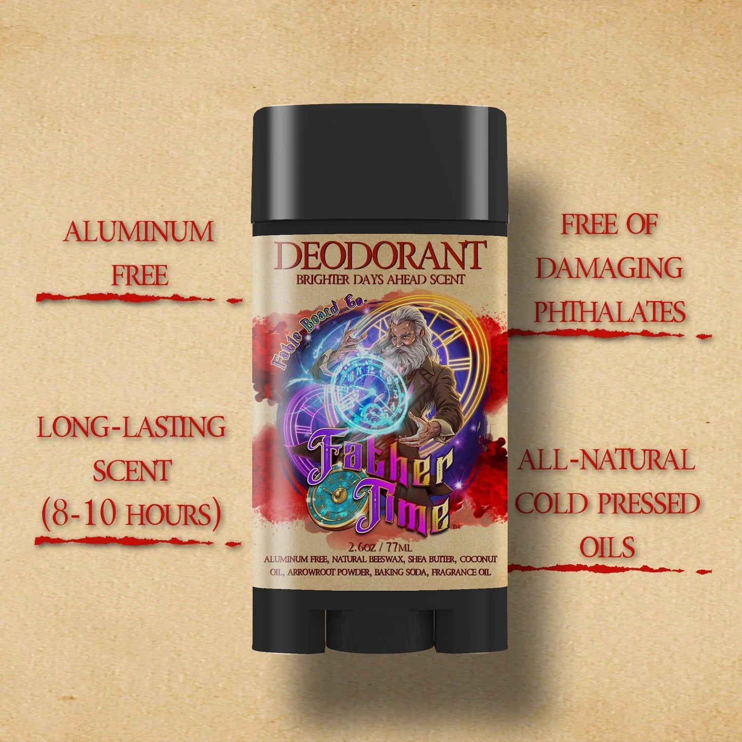 Father Time - Deodorant - Musky Ambergris, Earthy Moss, Coconut Milk, and Ripe Apricot