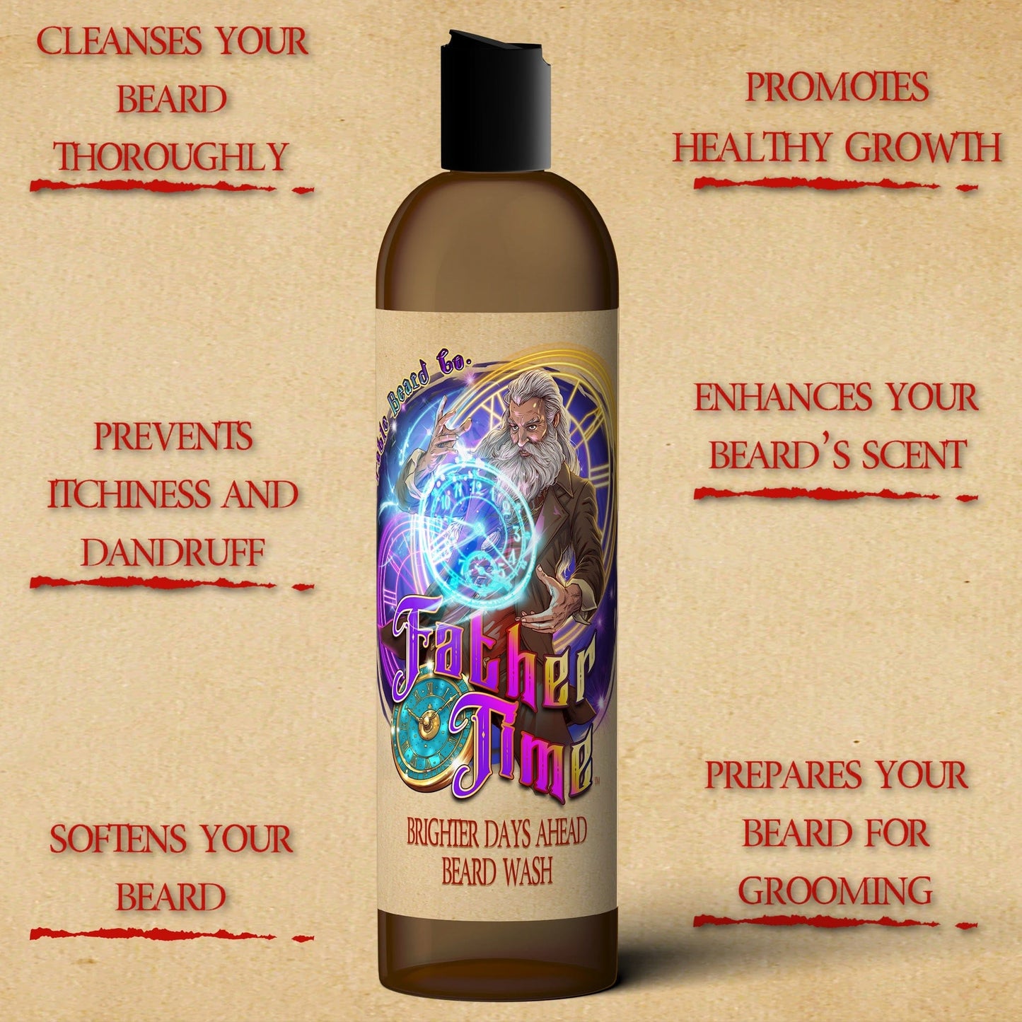 Father Time - Beard Wash - Musky Ambergris, Earthy Moss, Coconut Milk, and Ripe Apricot