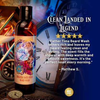 Father Time - Beard Wash - Musky Ambergris, Earthy Moss, Coconut Milk, and Ripe Apricot