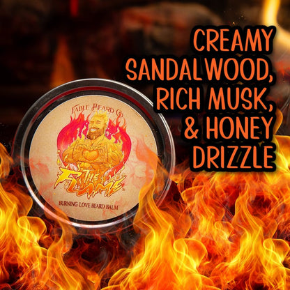 The Flame - Beard Balm - Creamy Sandalwood, Rich Musk, Sparkling Champagne, and Honey Drizzle