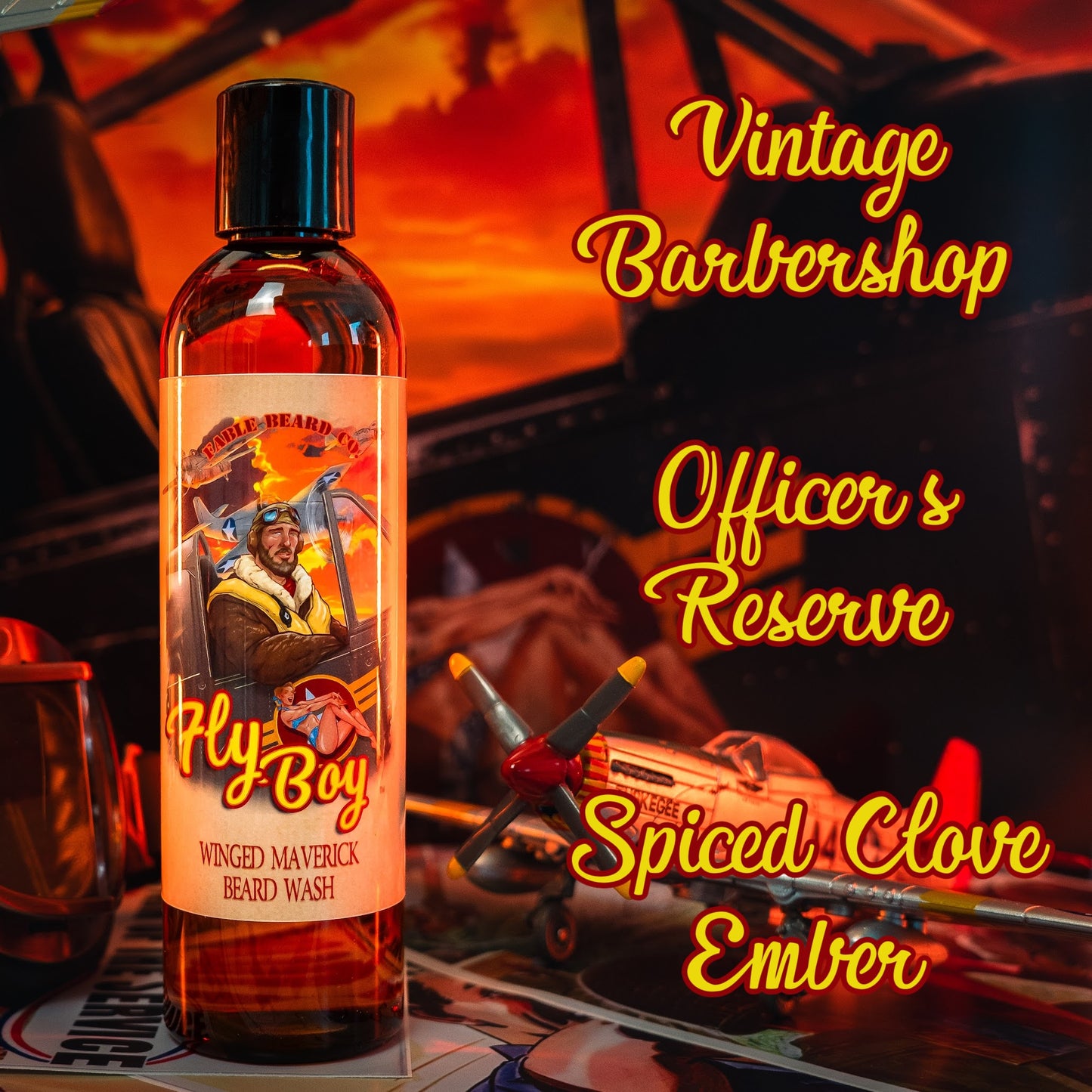 Flyboy - Beard Wash - Vintage Barbershop, Officer's Whiskey Reserve, Spiced Clove Ember