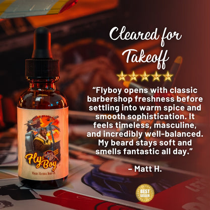 Flyboy - Beard Oil - Vintage Barbershop, Officer's Whiskey Reserve, Spiced Clove Ember