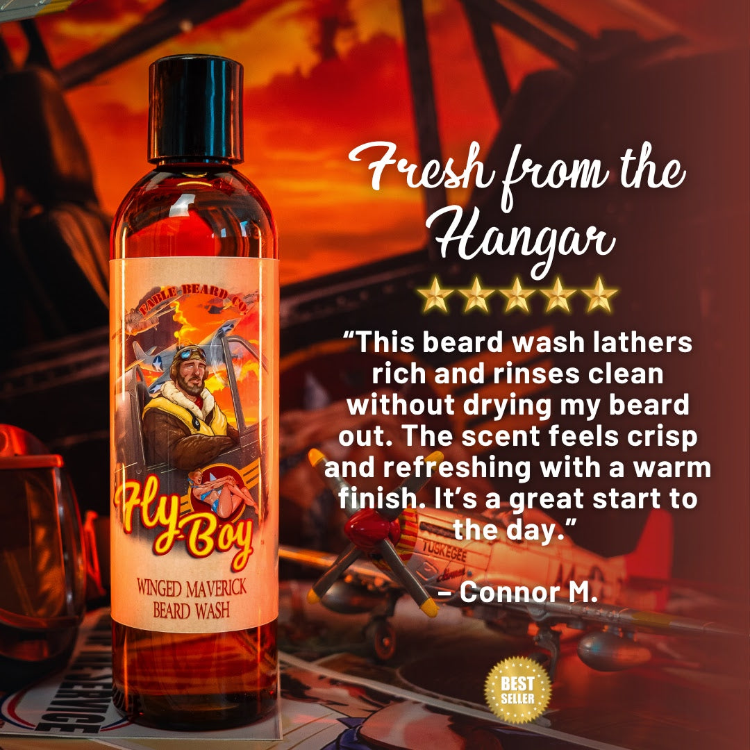 Flyboy - Beard Wash - Vintage Barbershop, Officer's Whiskey Reserve, Spiced Clove Ember