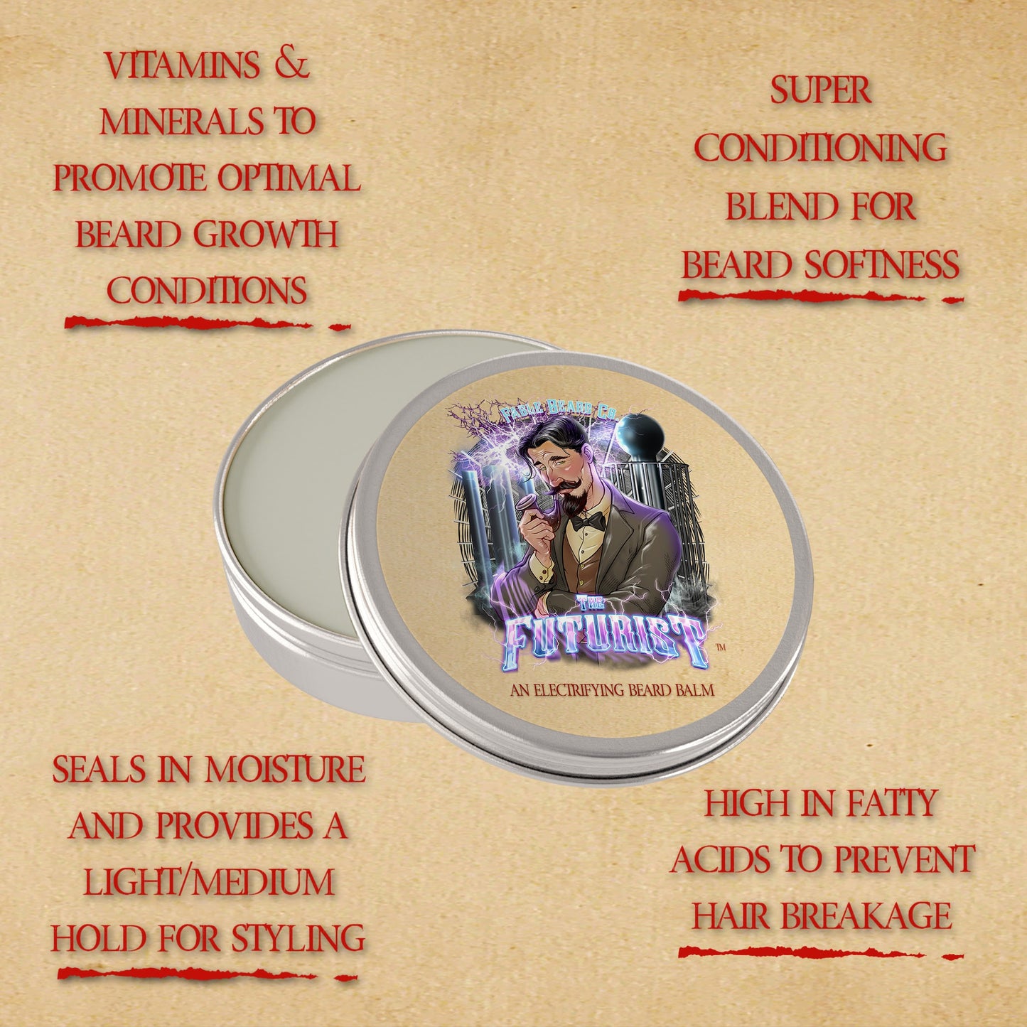 The Futurist - Beard Balm - Voltage Cured Oud, Electric Lavender Bloom, Polished Sandalwood