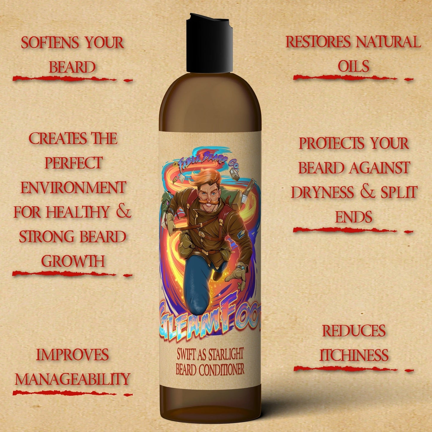 Gleamfoot - Beard Conditioner - Vibrant Ozone, Orange Spark, Clean Eucalyptus