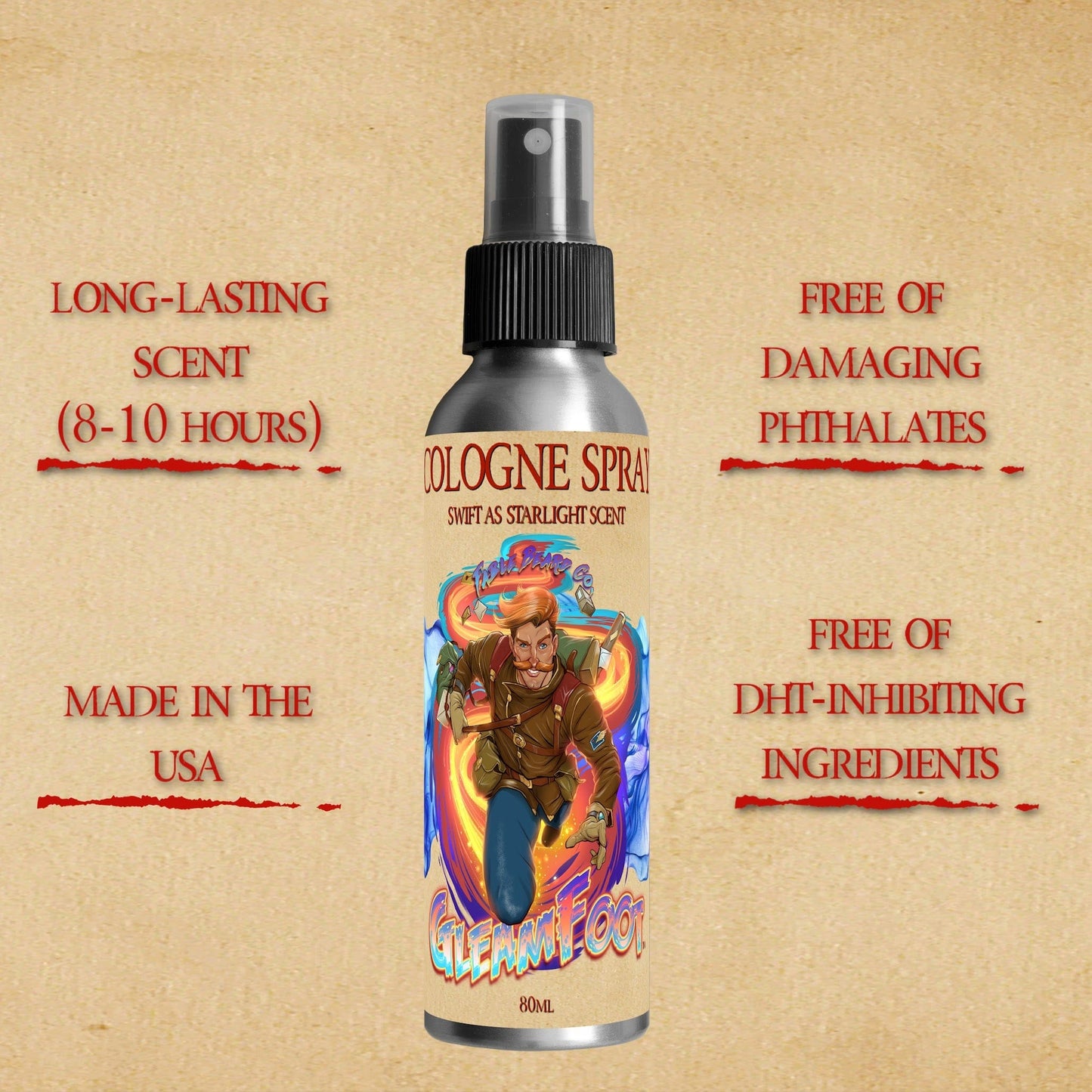 Gleamfoot - Cologne - Vibrant Ozone, Orange Spark, Clean Eucalyptus