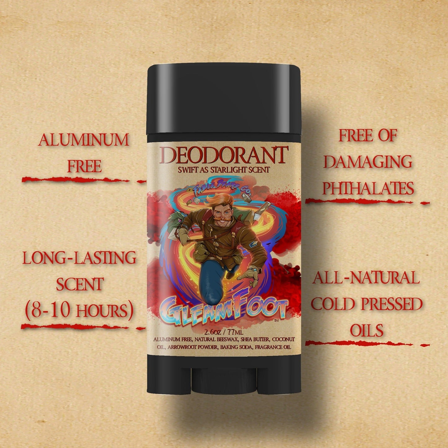Gleamfoot - Deodorant - Vibrant Ozone, Orange Spark, Clean Eucalyptus