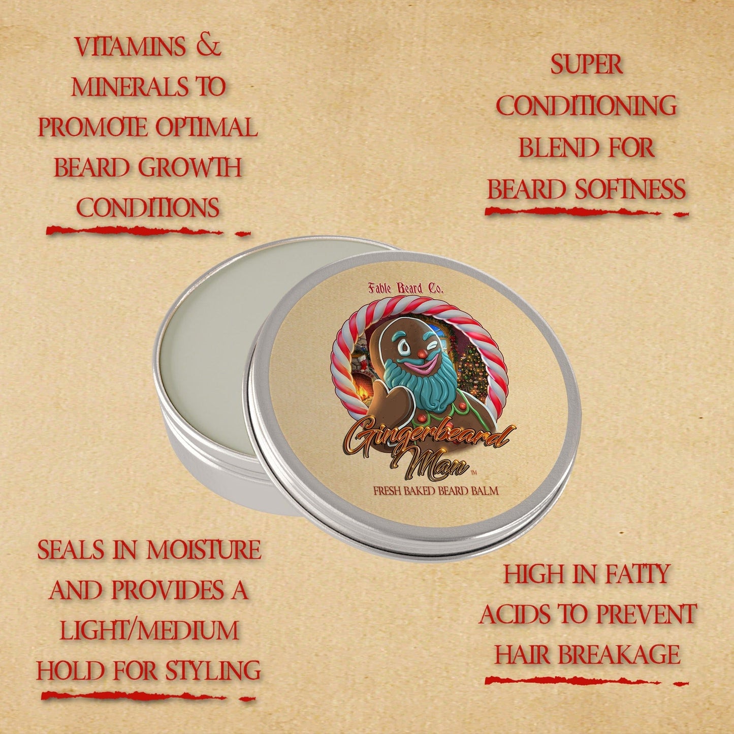 The Ginger Beard Man - Beard Balm - Warm Gingerbread, Rich Toffee, and Christmas Spices