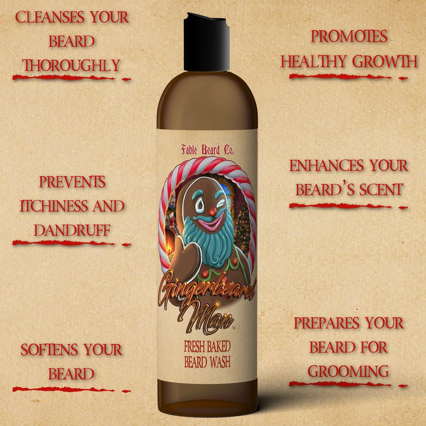 The Ginger Beard Man - Beard Wash - Warm Gingerbread, Rich Toffee, and Christmas Spices