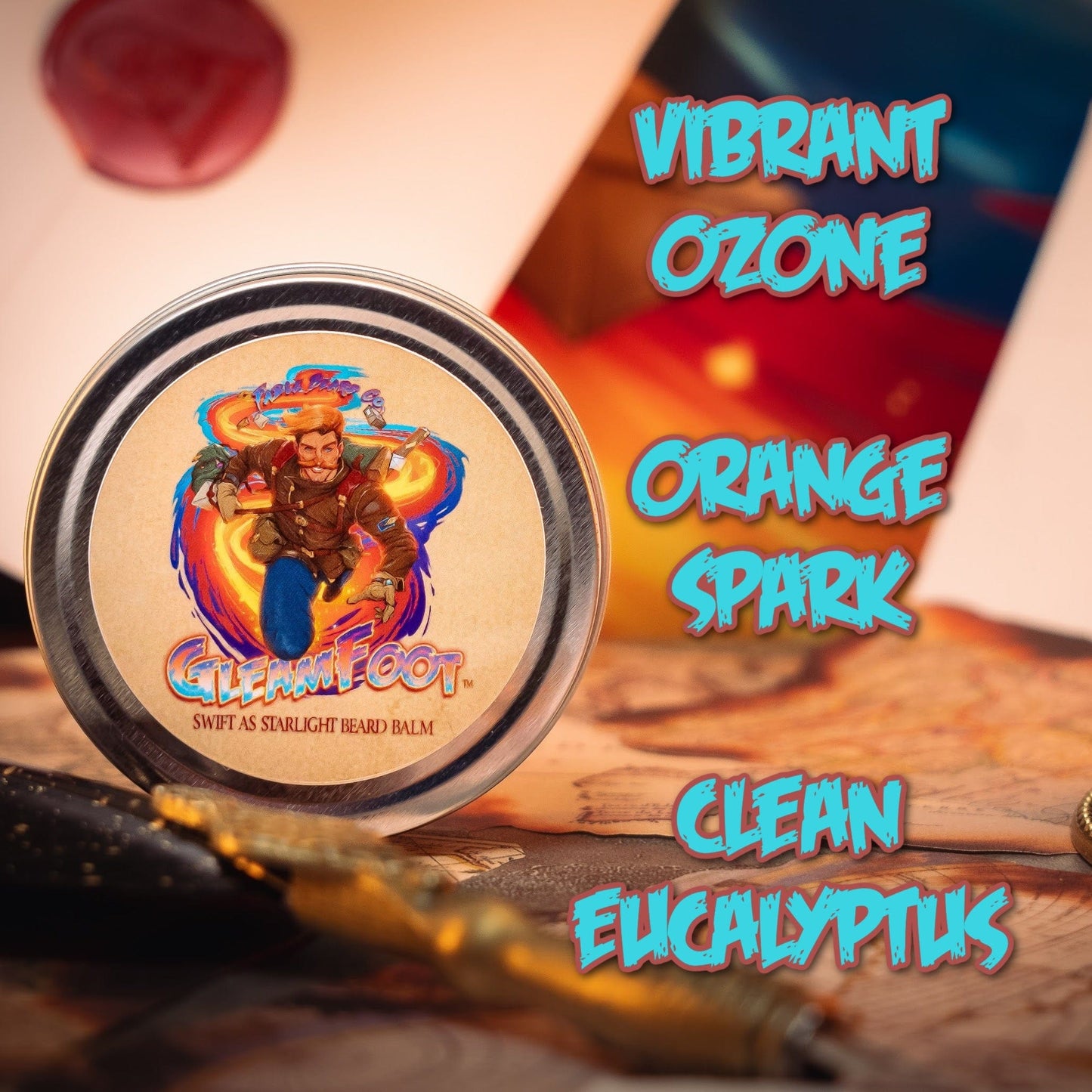 Gleamfoot - Beard Balm - Vibrant Ozone, Orange Spark, Clean Eucalyptus