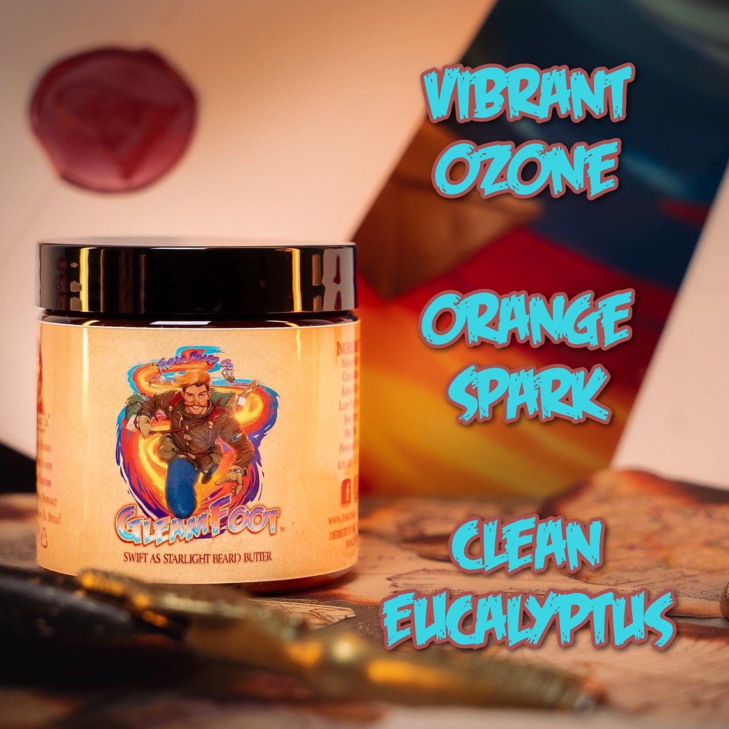 Gleamfoot - Beard Butter - Vibrant Ozone, Orange Spark, Clean Eucalyptus