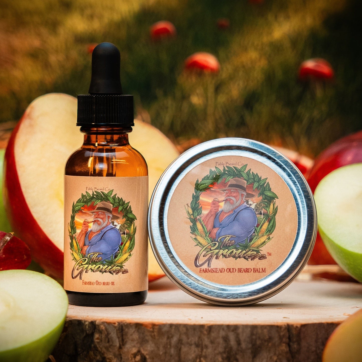 The Grower - Beard Oil & Balm Kit - Crisp Apples, Fresh Pear, Warm Oud, Aged Amber