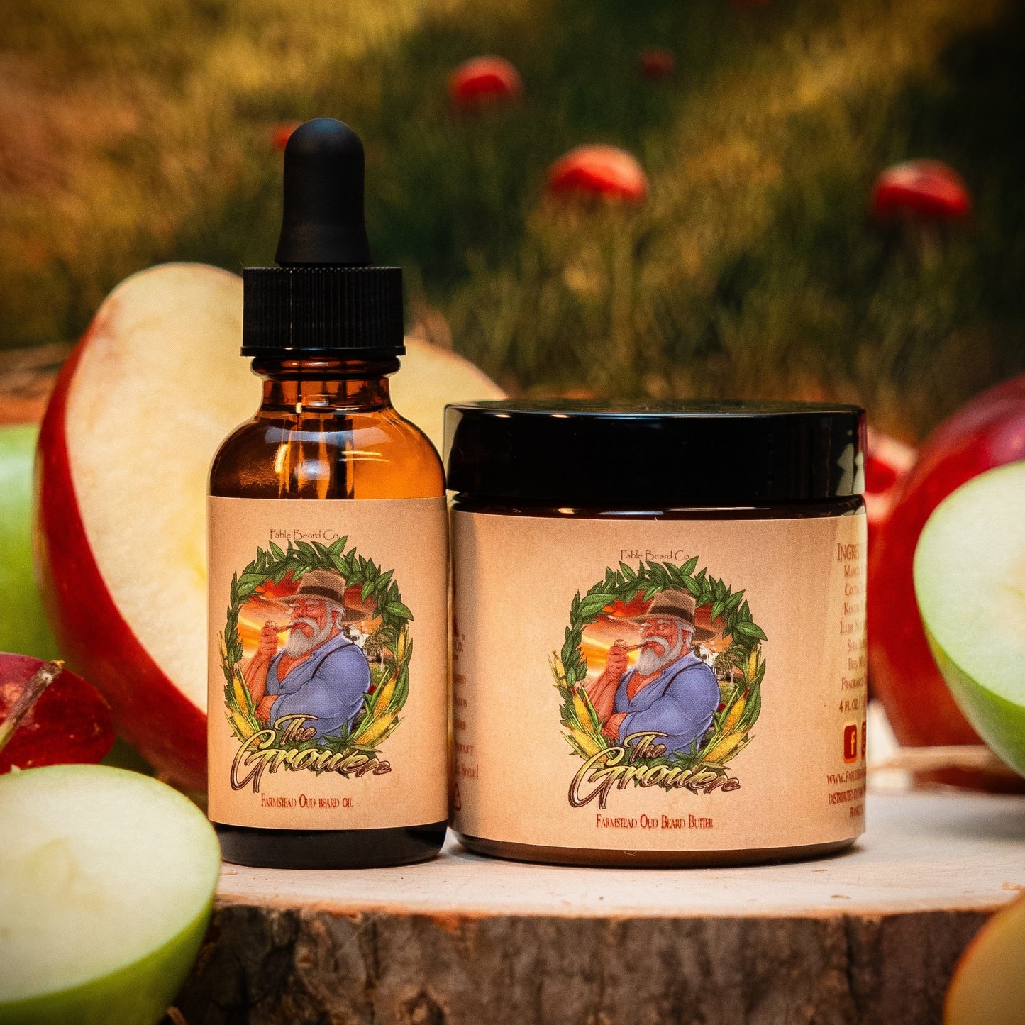 The Grower - Beard Oil & Butter Kit - Crisp Apples, Fresh Pear, Warm Oud, Aged Amber