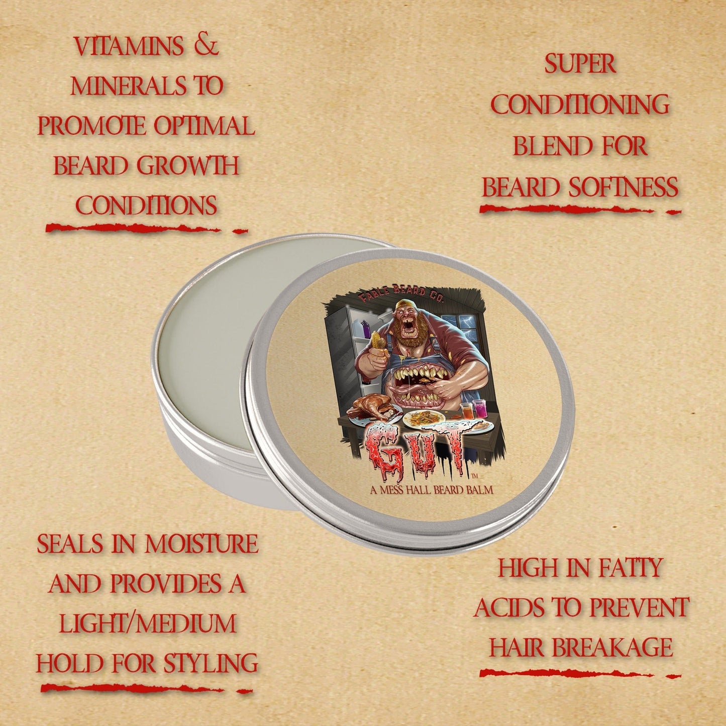 The Gut - Beard Balm - Savory Herbs, Smokey Bonfire, Black Peppercorn