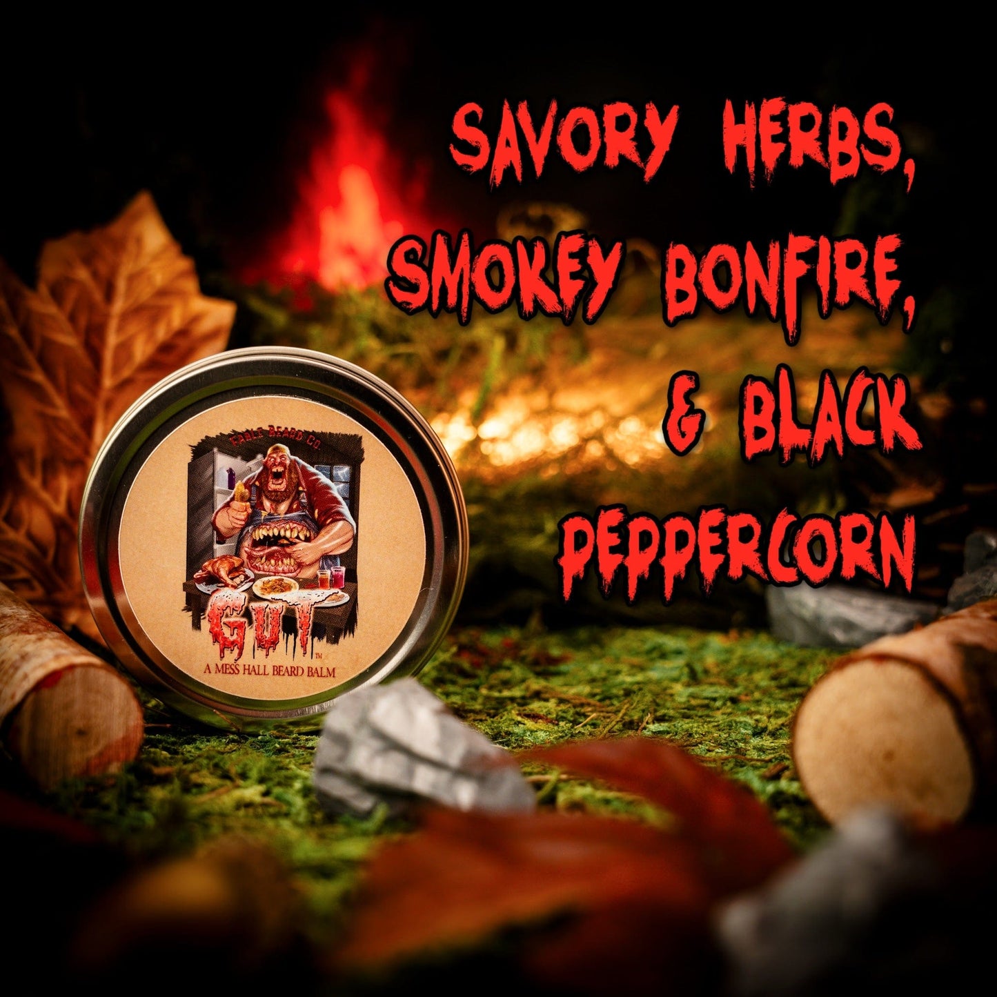The Gut - Beard Balm - Savory Herbs, Smokey Bonfire, Black Peppercorn