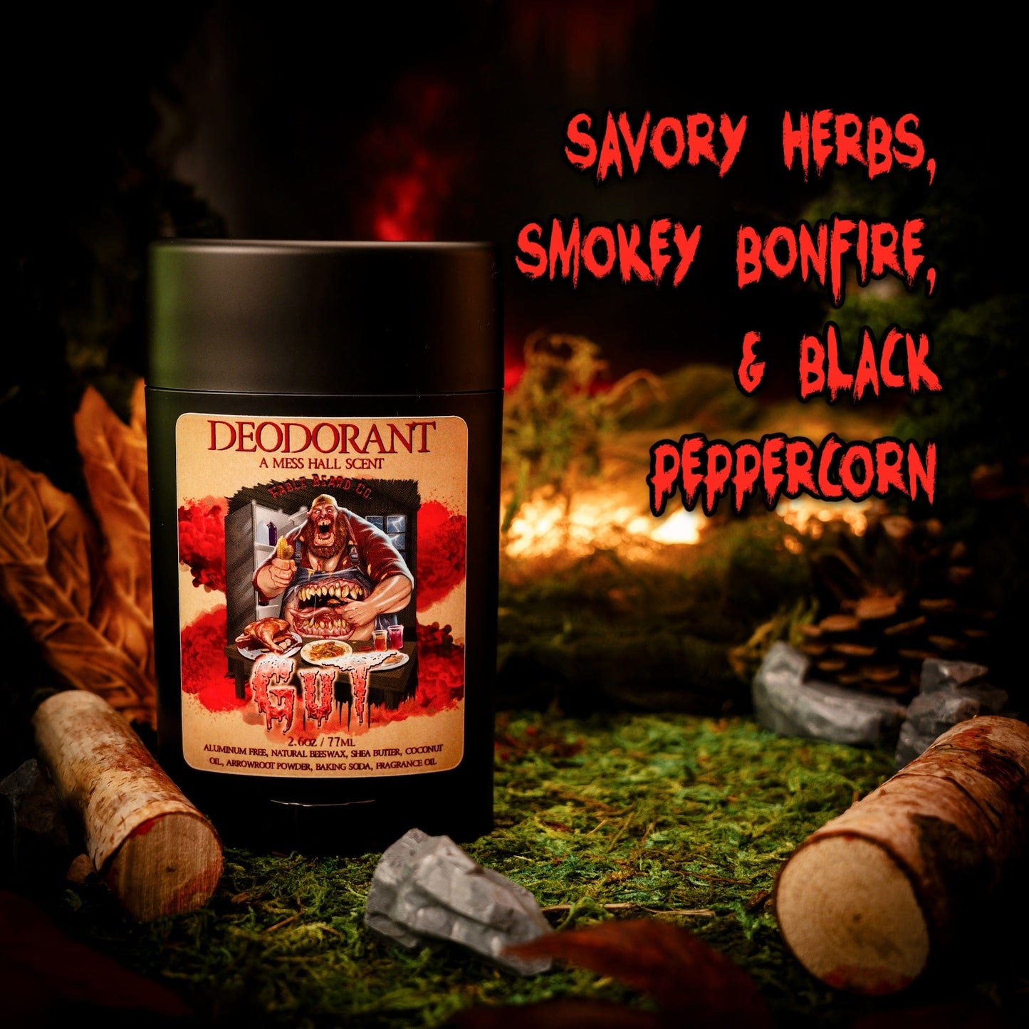 The Gut - Deodorant - Savory Herbs, Smokey Bonfire, Black Peppercorn