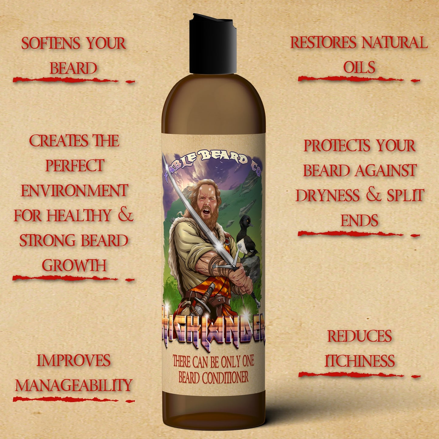 The Highlander - Beard Conditioner - Smoked Firewood, Robust Scotch, and Nostalgic Mahogany