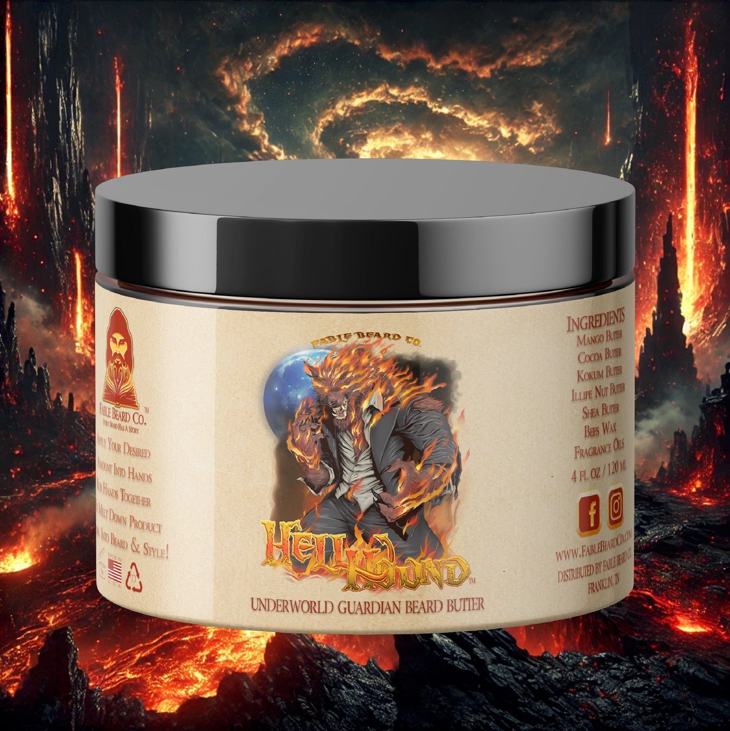 Hell Hound - Beard Butter - Black Cherry, Dark Tobacco, Fiery Amber, Citrus Rinds