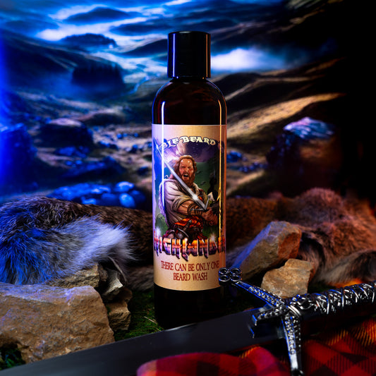 The Highlander - Beard Wash - Smoked Firewood, Robust Scotch, and Nostalgic Mahogany