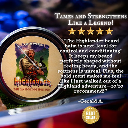 The Highlander - Beard Balm - Smoked Firewood, Robust Scotch, and Nostalgic Mahogany