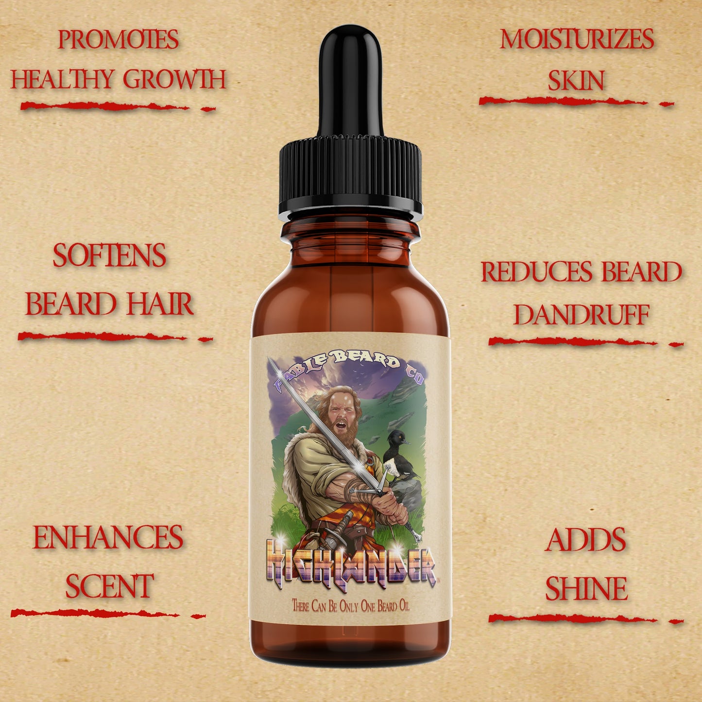 The Highlander - Beard Oil - Smoked Firewood, Robust Scotch, and Nostalgic Mahogany