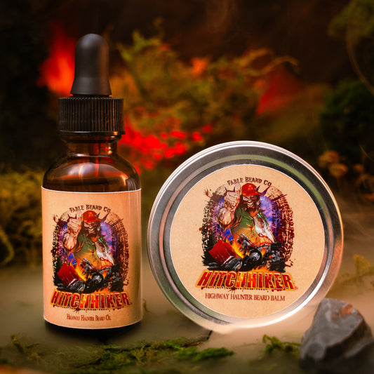 Hitchhiker - Beard Oil & Balm Kit - Birch Tar, Extinguished Smoke, Rain-soaked Grass