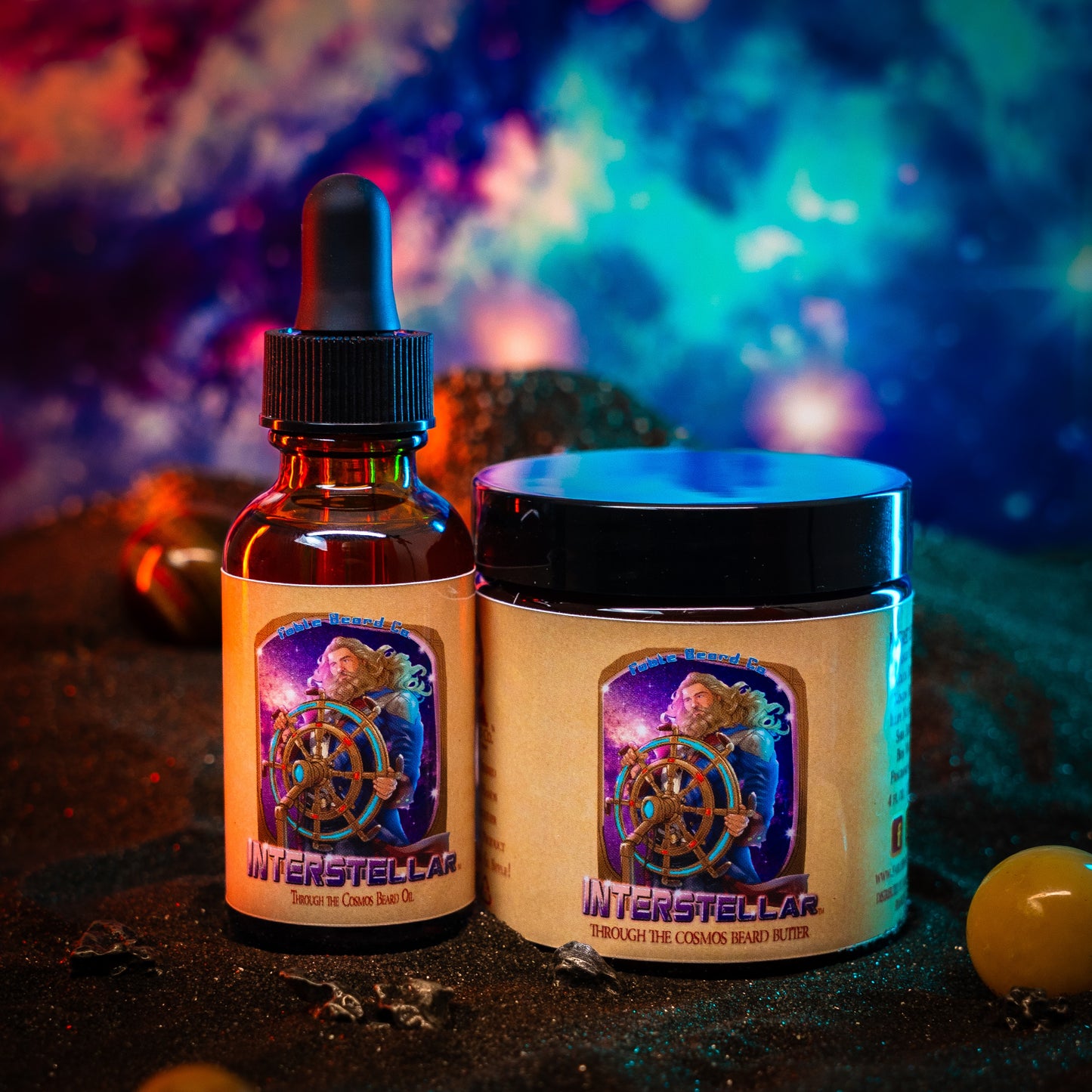 Interstellar - Beard Oil & Butter Kit - Obsidian Dark Oak, Radiant Bergamot, Nebular Cranberry