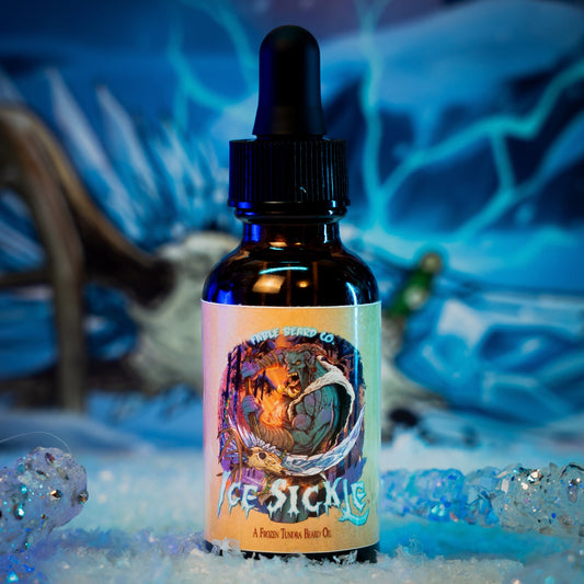 Ice Sickle - Beard Oil - Frosty Pine Sap, Chilled Juniper, Winter Spices