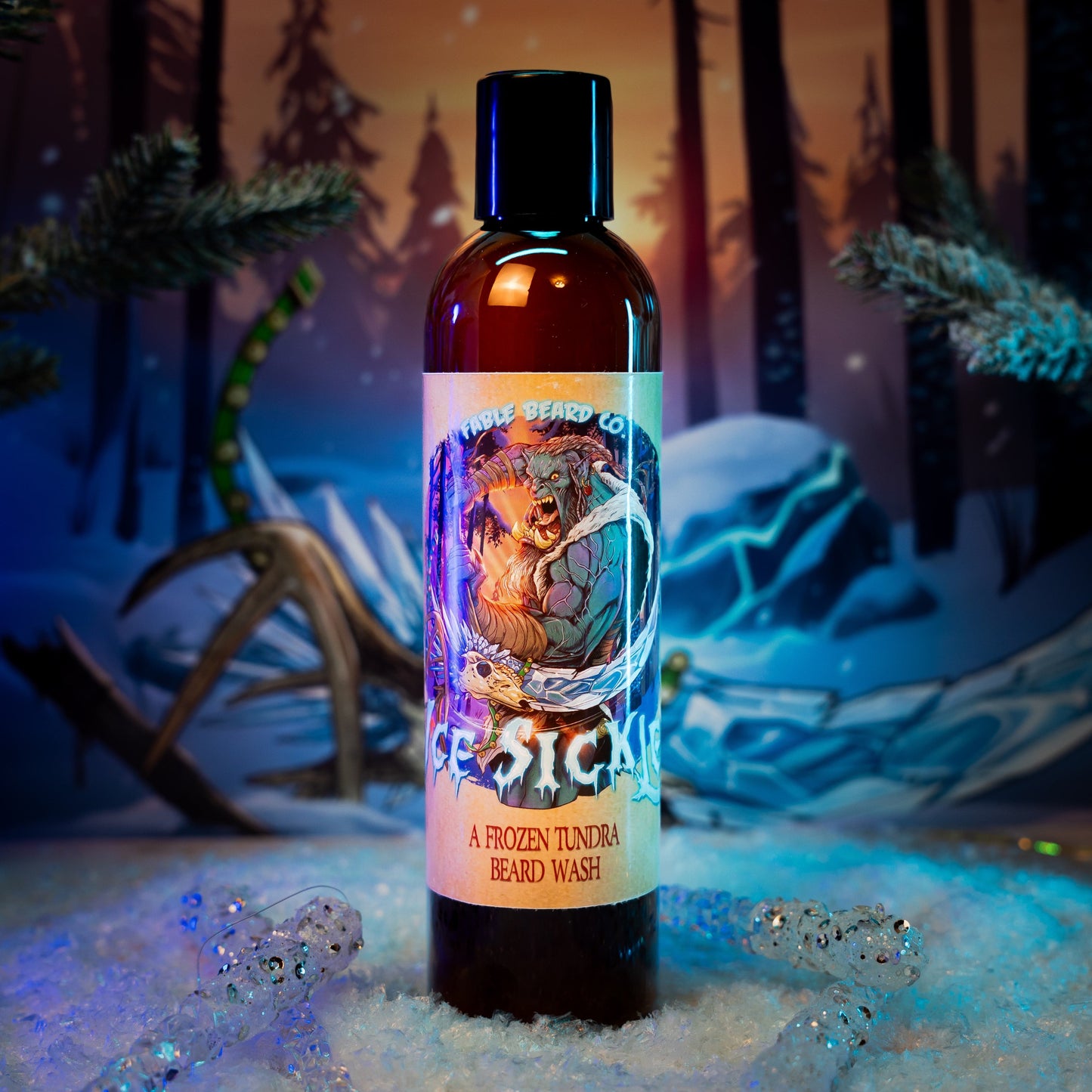 Ice Sickle - Beard Wash - Frosty Pine Sap, Chilled Juniper, Winter Spices