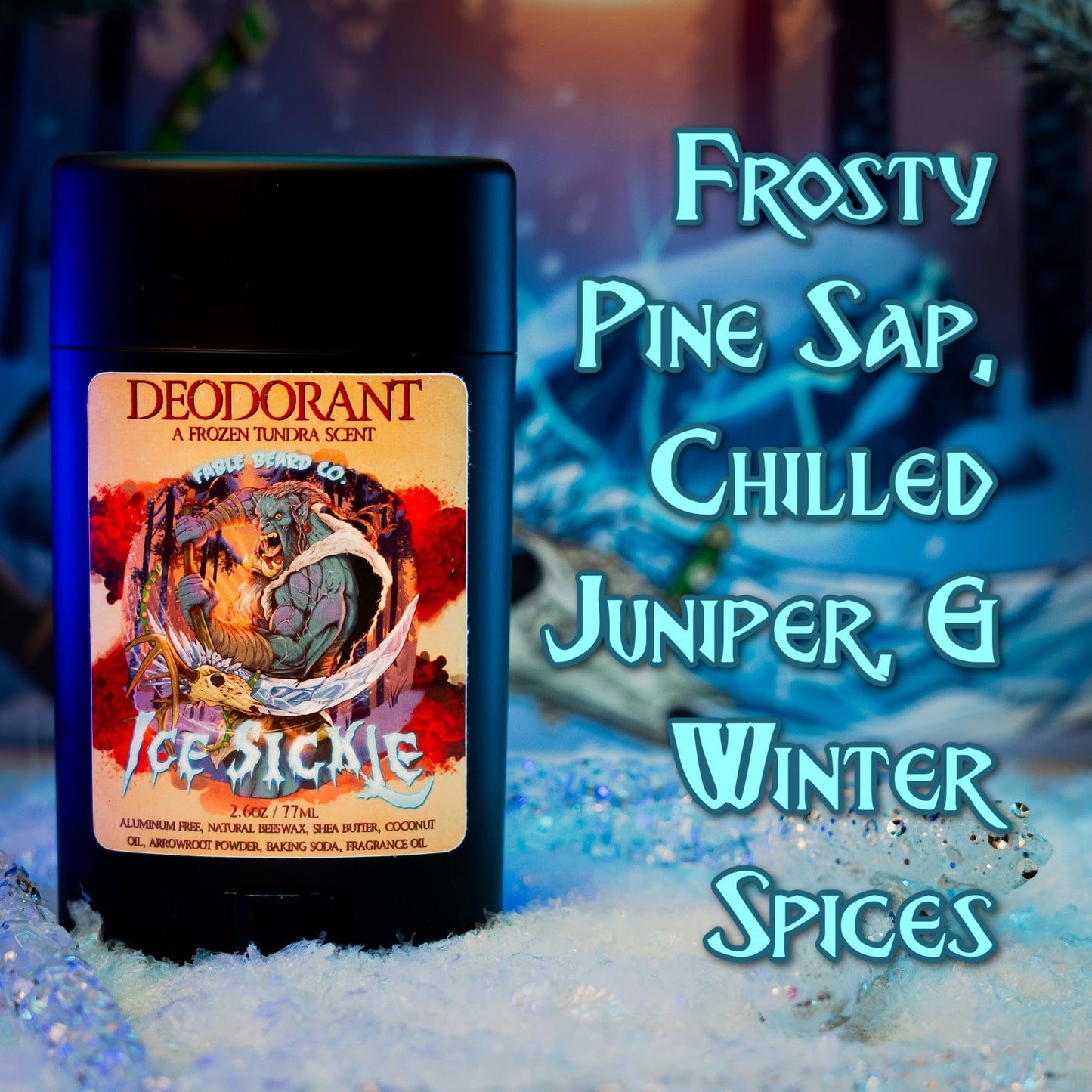 Ice Sickle - Deodorant - Frosty Pine Sap, Chilled Juniper, Winter Spices