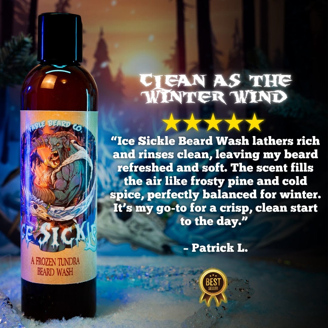 Ice Sickle - Beard Wash - Frosty Pine Sap, Chilled Juniper, Winter Spices