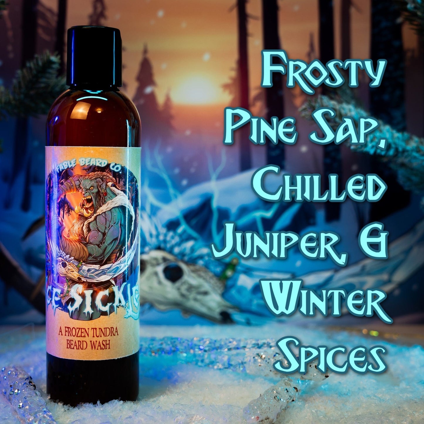 Ice Sickle - Beard Wash - Frosty Pine Sap, Chilled Juniper, Winter Spices