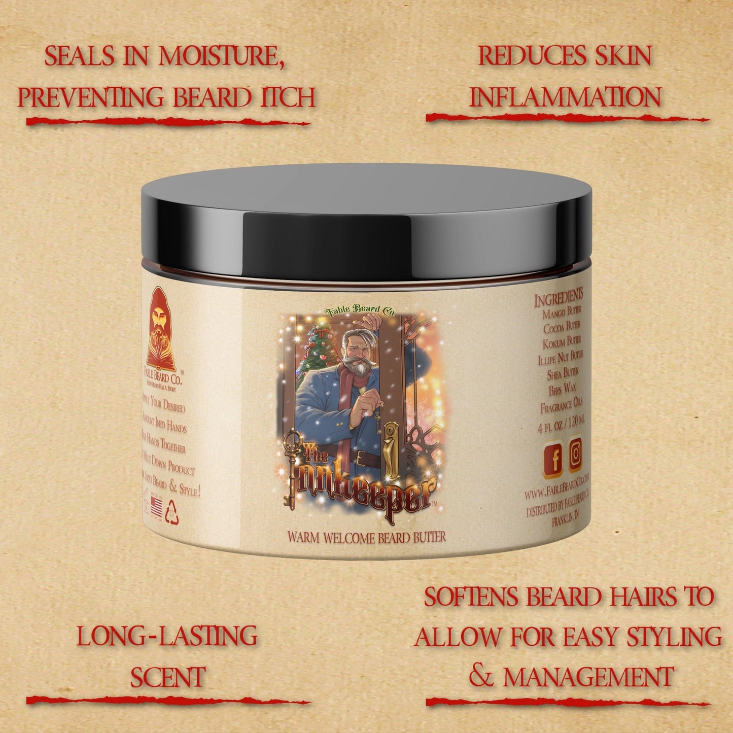 The Innkeeper - Beard Butter - Cranberry Woods, Pine Tree Farm, and Cran-Apple Melody