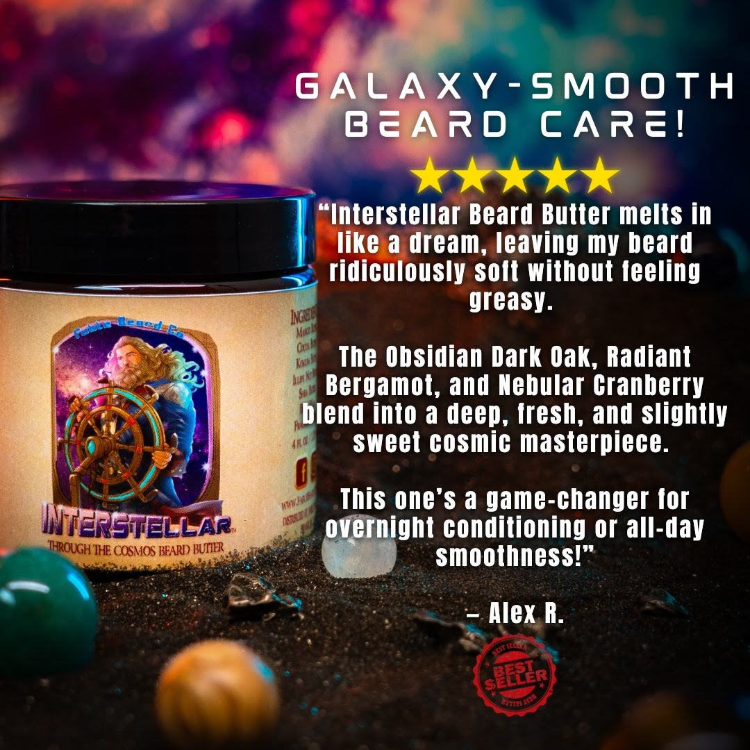 Interstellar - Beard Oil & Butter Kit - Obsidian Dark Oak, Radiant Bergamot, Nebular Cranberry