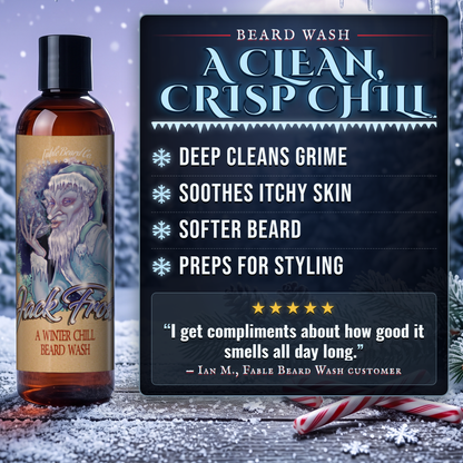Jack Frost Beard Wash benefits infographic, Fable Beard Co.