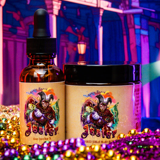 The Jester - Beard Oil & Butter Kit - Sugared Dates, Mulled Wine, Clean Vetiver, Black Currant