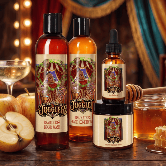 The Juggler Complete Butter Kit in Champagne Apples, Aged Teakwood and Vibrant Honey scent by Fable Beard Co.