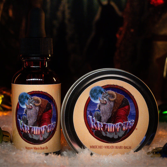 Krampus - Beard Oil & Balm Kit - Evergreen Wreath, Pine Boughs, and Spiced Apples
