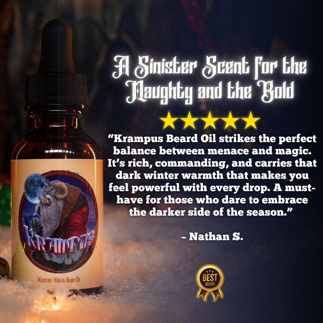 Krampus - Beard Oil - Evergreen Wreath, Pine Boughs, and Spiced Apples