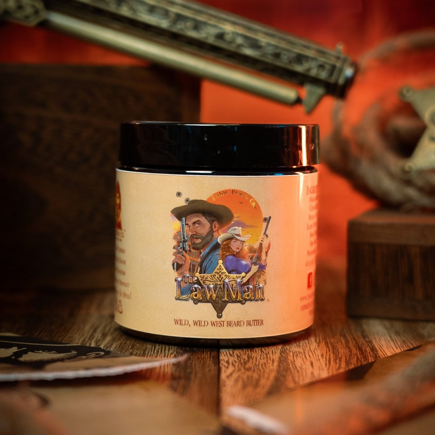 Lawman - Beard Butter - Worn Saddle Leather, Storm Washed Bergamot, Golden Amber