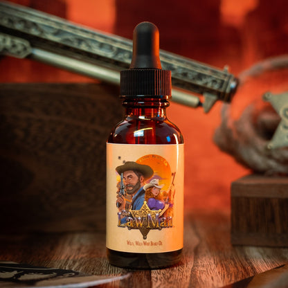 Lawman - Beard Oil - Worn Saddle Leather, Storm Washed Bergamot, Golden Amber