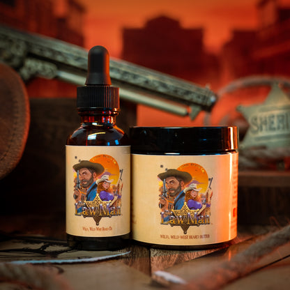 Lawman - Beard Oil & Butter Kit - Worn Saddle Leather, Storm Washed Bergamot, Golden Amber