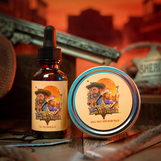 Lawman - Beard Oil & Balm Kit - Worn Saddle Leather, Storm Washed Bergamot, Golden Amber