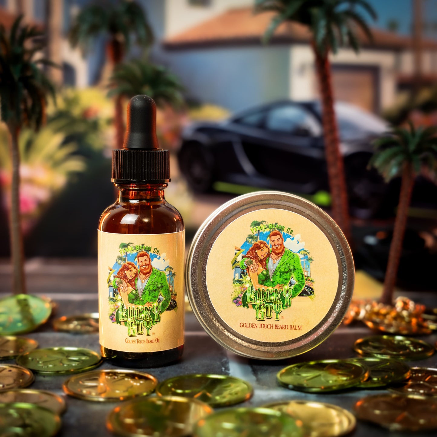 Lucky Guy - Beard Oil & Balm Kit - Cooling Sea Water, Clean Oak Moss, Golden Sugarcane