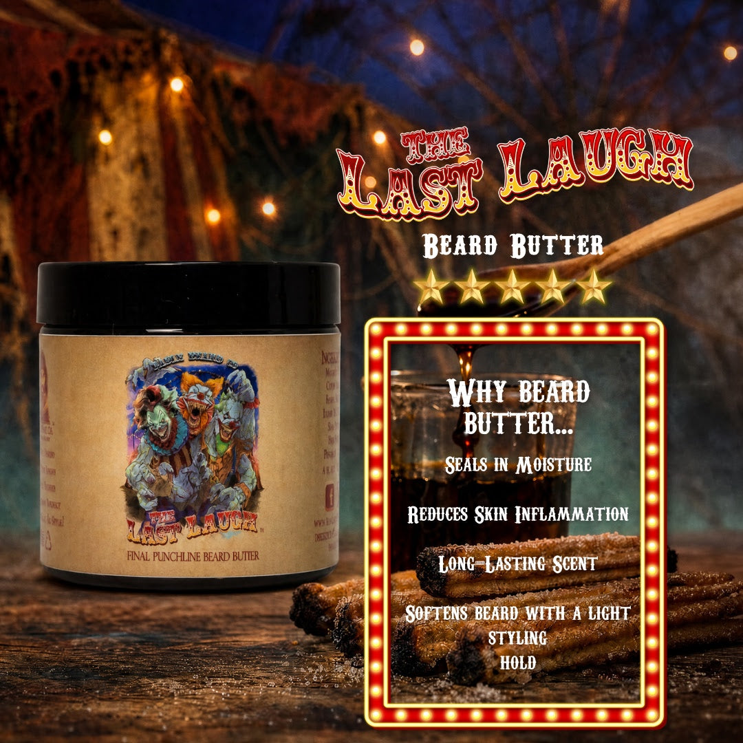The Last Laugh - Beard Butter - Manic Cotton Candy, Twisted Churros, Wicked Maple Drizzle